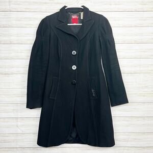 Miss Sixty Wool Blend Button Front Mid-Length Coat Black